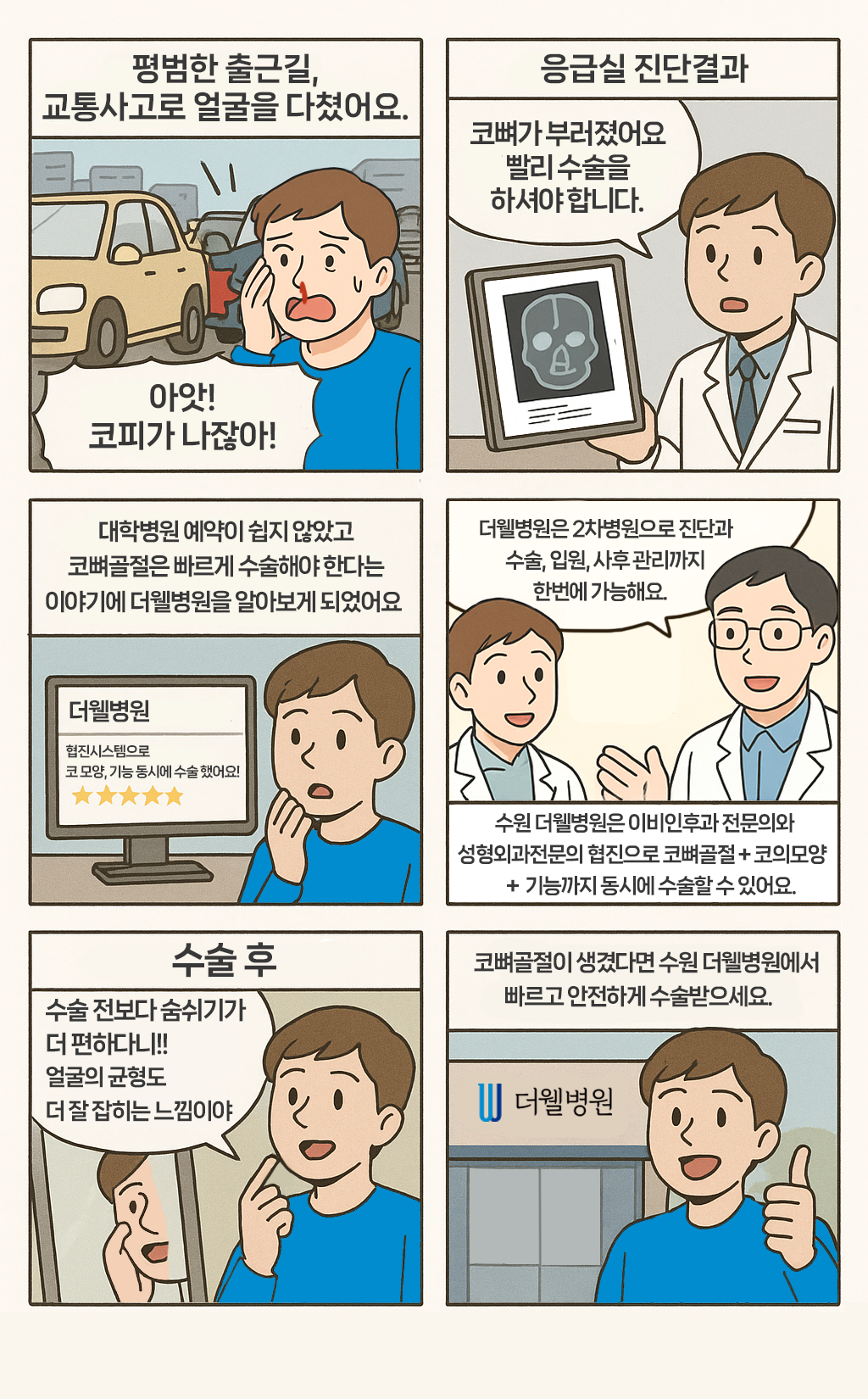수원 성형외과 _ 차사고 코 골절 치료 후기｜더웰병원에서 빠르고 안전한 회복 경험 (15/16)